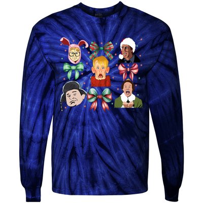 Merry Christmas Coquette Bow Comedy Movie Kevin Buddy Ralphie Tie-Dye Long Sleeve Shirt