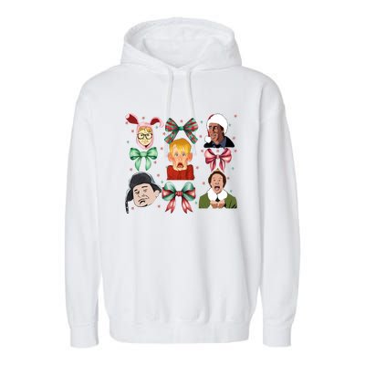 Merry Christmas Coquette Bow Comedy Movie Kevin Buddy Ralphie Garment-Dyed Fleece Hoodie