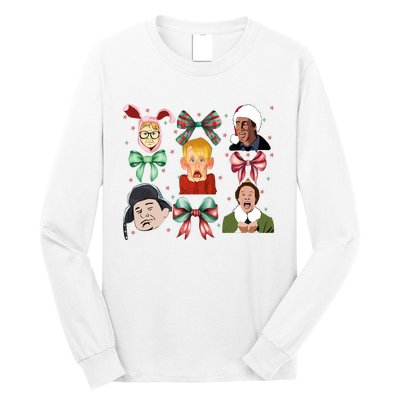 Merry Christmas Coquette Bow Comedy Movie Kevin Buddy Ralphie Long Sleeve Shirt