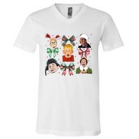 Merry Christmas Coquette Bow Comedy Movie Kevin Buddy Ralphie V-Neck T-Shirt