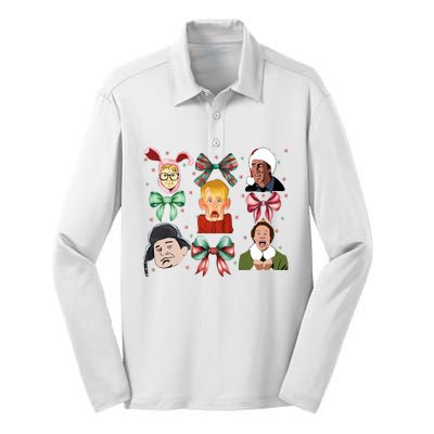 Merry Christmas Coquette Bow Comedy Movie Kevin Buddy Ralphie Silk Touch Performance Long Sleeve Polo