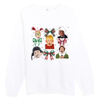 Merry Christmas Coquette Bow Comedy Movie Kevin Buddy Ralphie Premium Crewneck Sweatshirt