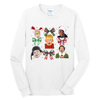 Merry Christmas Coquette Bow Comedy Movie Kevin Buddy Ralphie Tall Long Sleeve T-Shirt