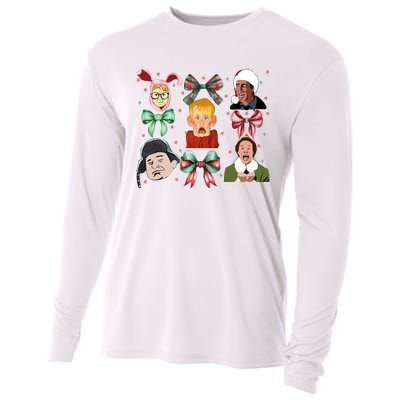 Merry Christmas Coquette Bow Comedy Movie Kevin Buddy Ralphie Cooling Performance Long Sleeve Crew