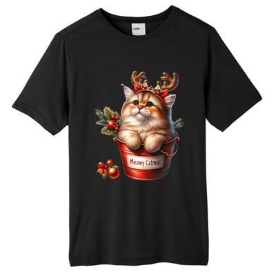 Meowy Christmas Cute Cat Merry Xmas Holiday Graphic Gift Tall Fusion ChromaSoft Performance T-Shirt