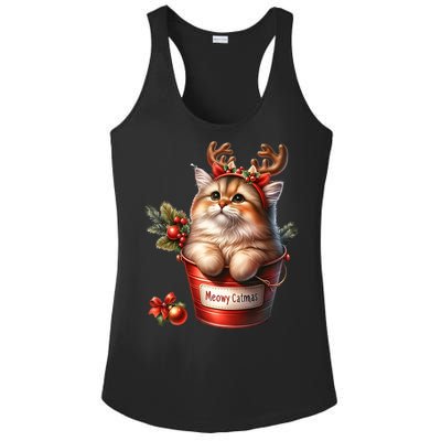 Meowy Christmas Cute Cat Merry Xmas Holiday Graphic Gift Ladies PosiCharge Competitor Racerback Tank