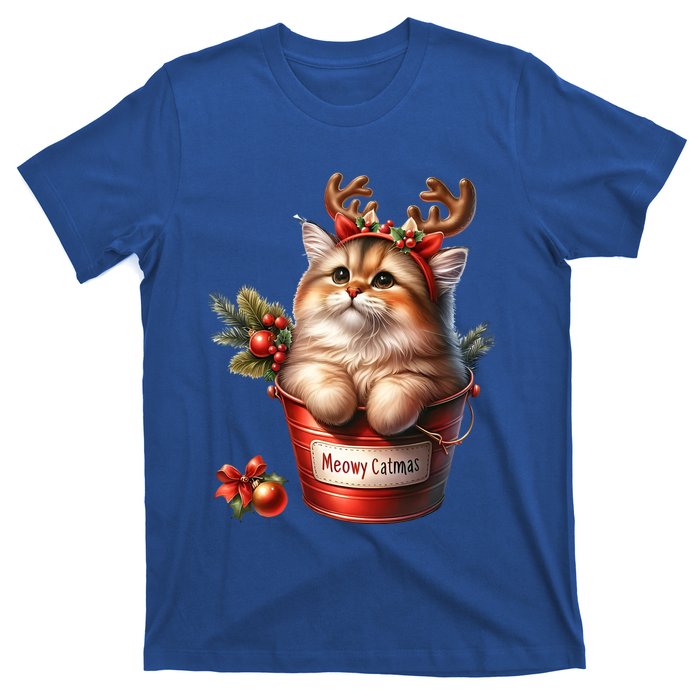 Meowy Christmas Cute Cat Merry Xmas Holiday Graphic Gift T-Shirt