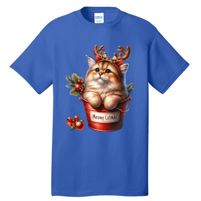 Meowy Christmas Cute Cat Merry Xmas Holiday Graphic Gift Tall T-Shirt