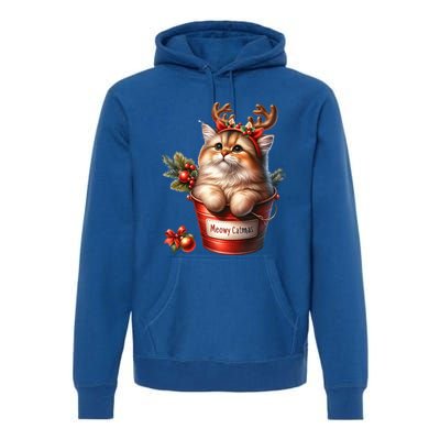 Meowy Christmas Cute Cat Merry Xmas Holiday Graphic Gift Premium Hoodie