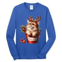 Meowy Christmas Cute Cat Merry Xmas Holiday Graphic Gift Tall Long Sleeve T-Shirt