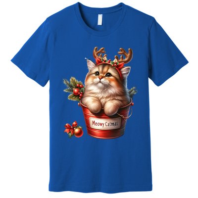 Meowy Christmas Cute Cat Merry Xmas Holiday Graphic Gift Premium T-Shirt