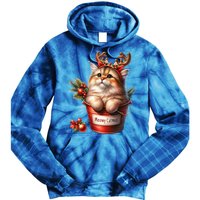 Meowy Christmas Cute Cat Merry Xmas Holiday Graphic Gift Tie Dye Hoodie