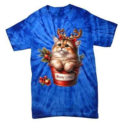 Meowy Christmas Cute Cat Merry Xmas Holiday Graphic Gift Tie-Dye T-Shirt