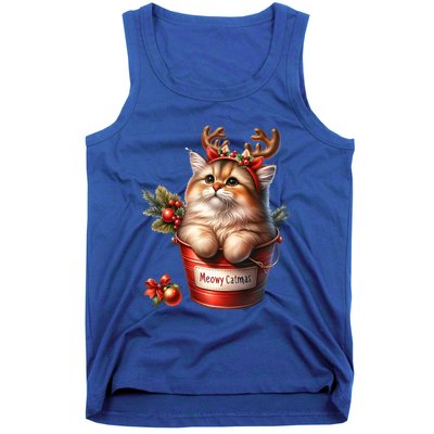 Meowy Christmas Cute Cat Merry Xmas Holiday Graphic Gift Tank Top