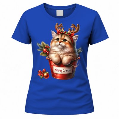 Meowy Christmas Cute Cat Merry Xmas Holiday Graphic Gift Women's T-Shirt