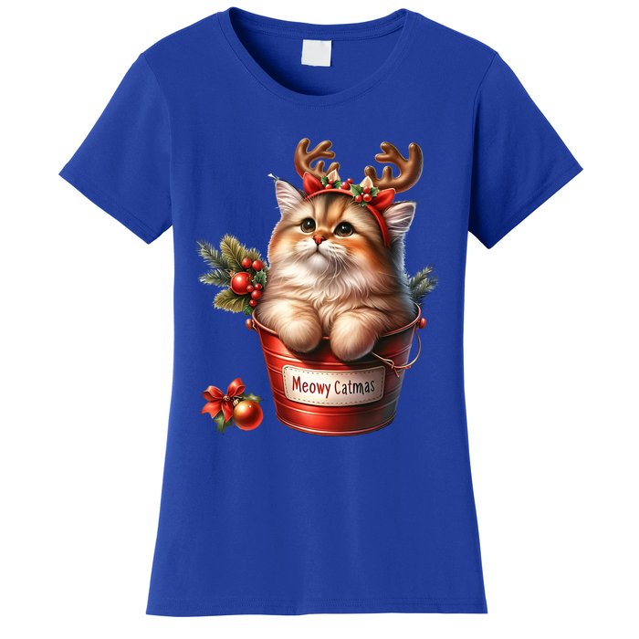 Meowy Christmas Cute Cat Merry Xmas Holiday Graphic Gift Women's T-Shirt