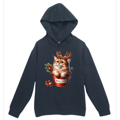 Meowy Christmas Cute Cat Merry Xmas Holiday Graphic Gift Urban Pullover Hoodie