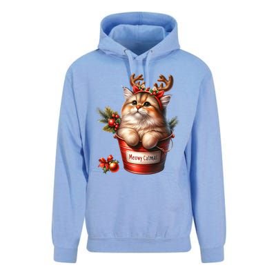 Meowy Christmas Cute Cat Merry Xmas Holiday Graphic Gift Unisex Surf Hoodie