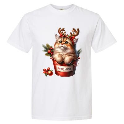 Meowy Christmas Cute Cat Merry Xmas Holiday Graphic Gift Garment-Dyed Heavyweight T-Shirt