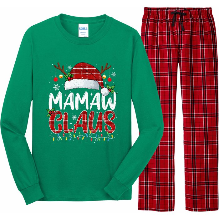 Mamaw Claus Christmas Lights Pajama Family Matching Long Sleeve Pajama Set