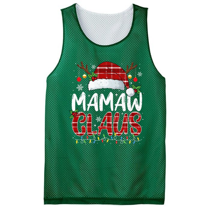 Mamaw Claus Christmas Lights Pajama Family Matching Mesh Reversible Basketball Jersey Tank