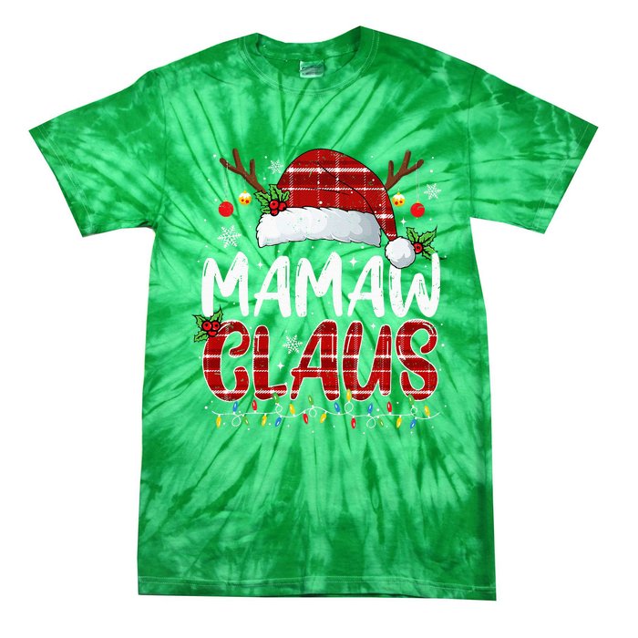 Mamaw Claus Christmas Lights Pajama Family Matching Tie-Dye T-Shirt