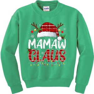 Mamaw Claus Christmas Lights Pajama Family Matching Kids Sweatshirt