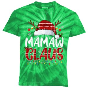 Mamaw Claus Christmas Lights Pajama Family Matching Kids Tie-Dye T-Shirt