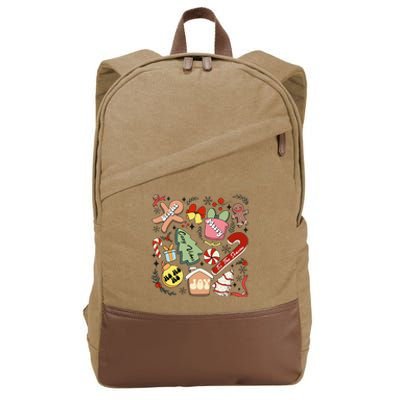 Merry Christmas Candy Cakes Gingerbread Cozy Vibes Cotton Canvas Backpack