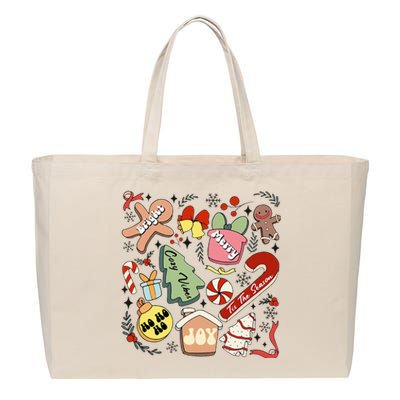 Merry Christmas Candy Cakes Gingerbread Cozy Vibes Cotton Canvas Jumbo Tote