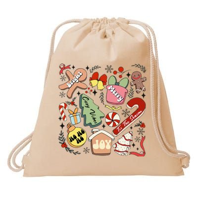 Merry Christmas Candy Cakes Gingerbread Cozy Vibes Drawstring Bag