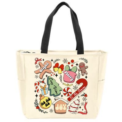 Merry Christmas Candy Cakes Gingerbread Cozy Vibes Zip Tote Bag