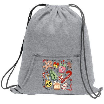 Merry Christmas Candy Cakes Gingerbread Cozy Vibes Sweatshirt Cinch Pack Bag