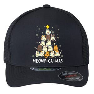 Meowy Catmas Cat Christmas Tree Xmas Flexfit Unipanel Trucker Cap