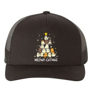 Meowy Catmas Cat Christmas Tree Xmas Yupoong Adult 5-Panel Trucker Hat