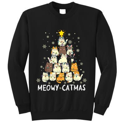 Meowy Catmas Cat Christmas Tree Xmas Sweatshirt