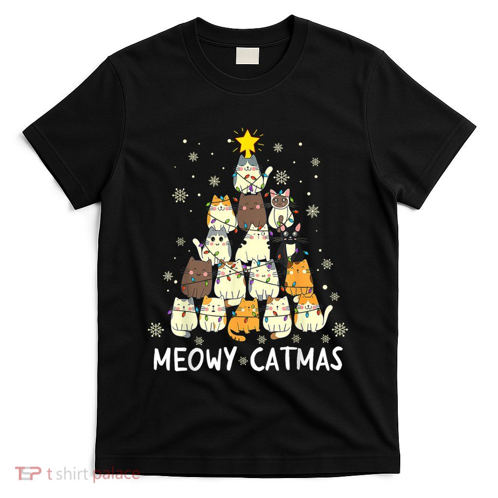 Meowy Catmas Cat Christmas Tree Xmas T-Shirt