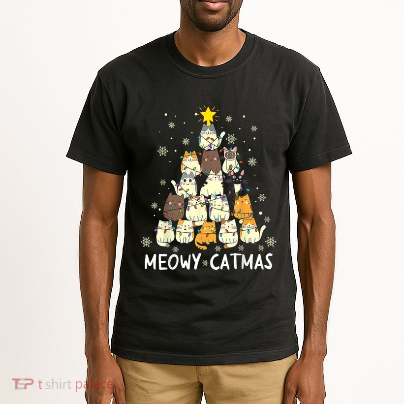 Meowy Catmas Cat Christmas Tree Xmas Tall T-Shirt
