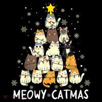 Meowy Catmas Cat Christmas Tree Xmas Tall T-Shirt