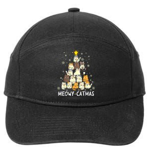 Meowy Catmas Cat Christmas Tree Xmas 7-Panel Snapback Hat