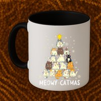 Meowy Catmas Cat Christmas Tree Xmas Mug