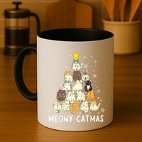 Meowy Catmas Cat Christmas Tree Xmas Mug