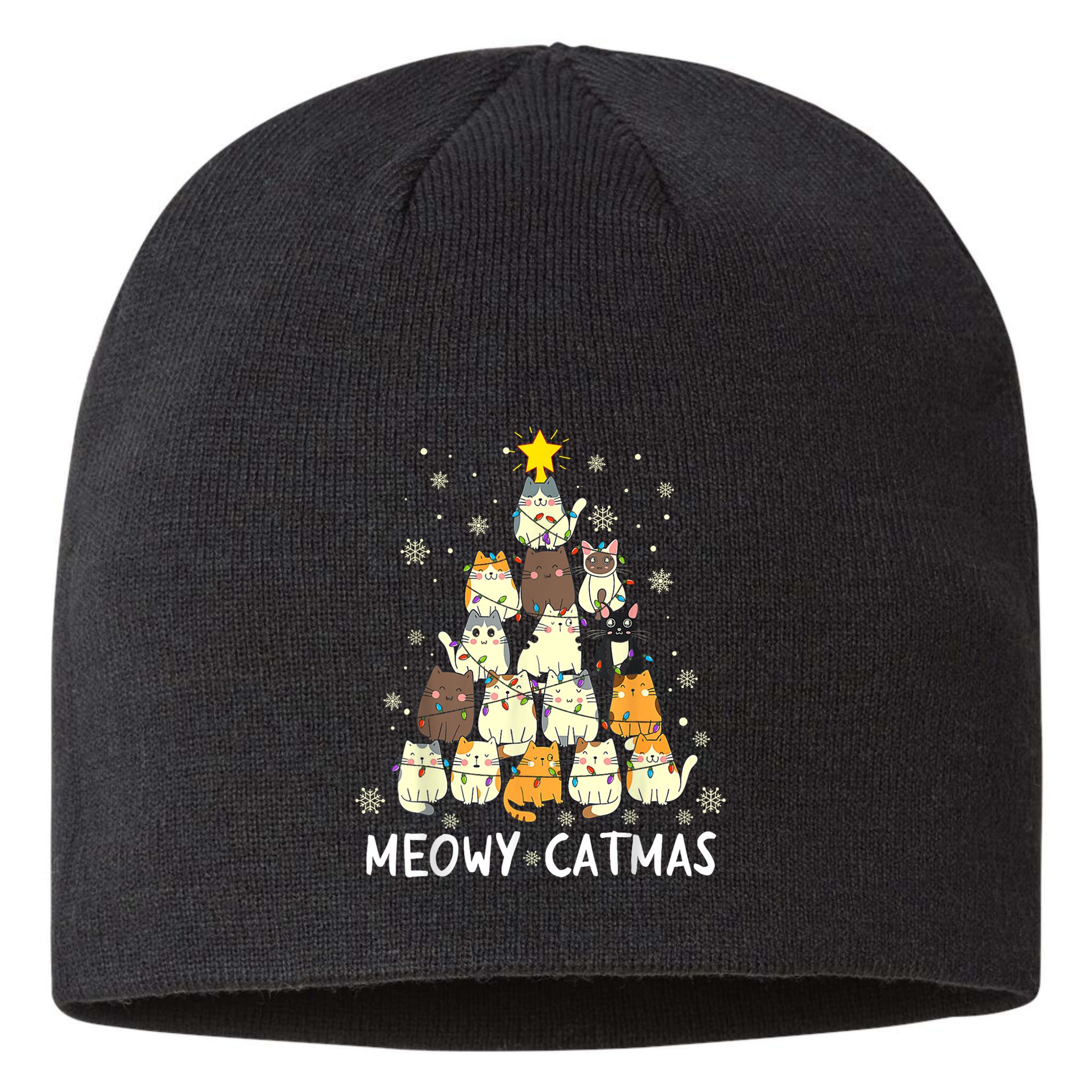 Meowy Catmas Cat Christmas Tree Xmas Sustainable Beanie