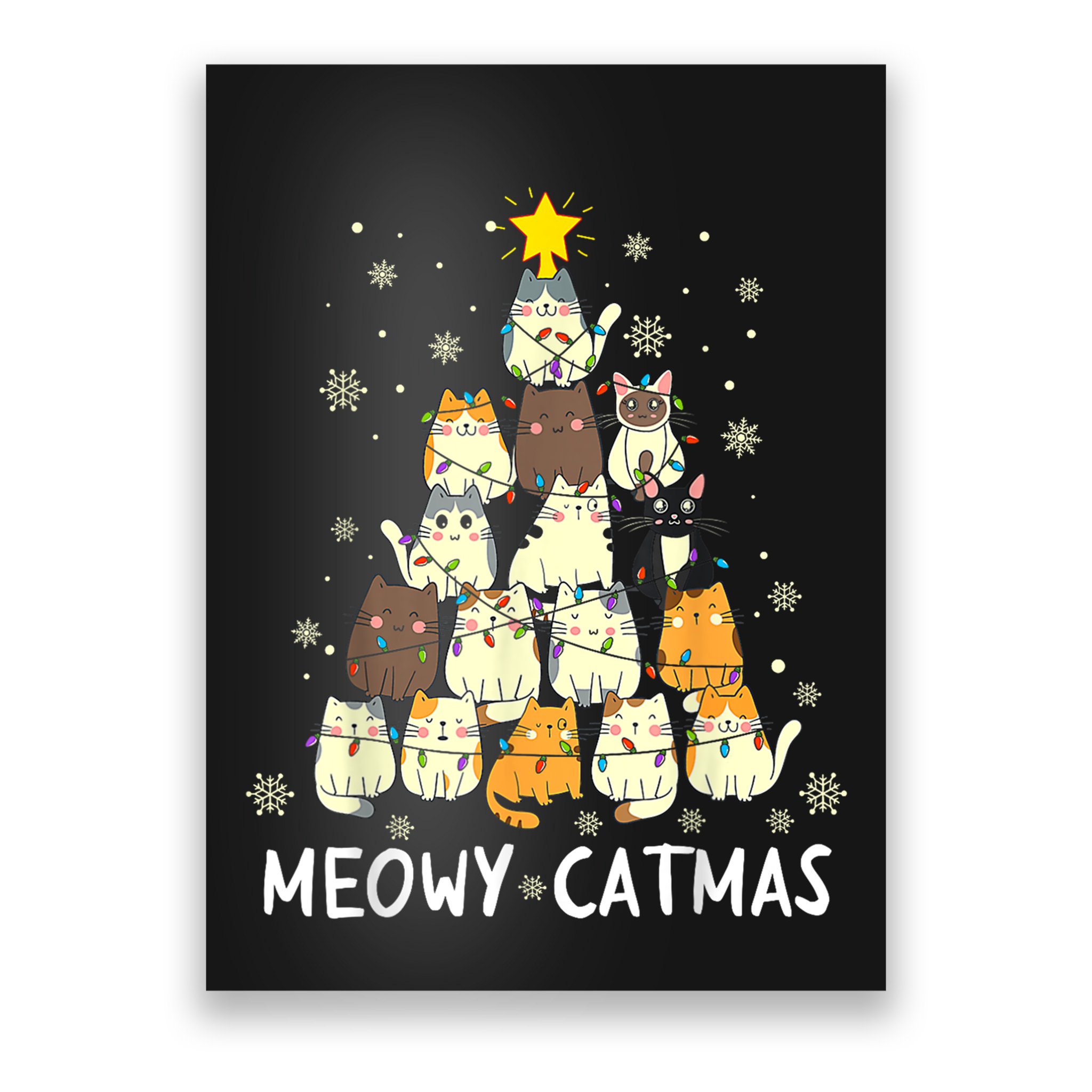 Meowy Catmas Cat Christmas Tree Xmas Poster