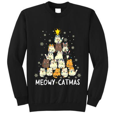 Meowy Catmas Cat Christmas Tree Xmas Tall Sweatshirt