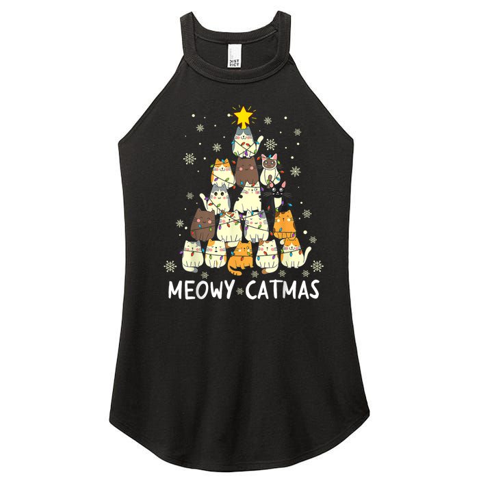 Meowy Catmas Cat Christmas Tree Xmas Women’s Perfect Tri Rocker Tank