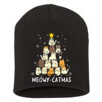 Meowy Catmas Cat Christmas Tree Xmas Short Acrylic Beanie