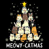 Meowy Catmas Cat Christmas Tree Xmas Short Acrylic Beanie