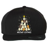 Meowy Catmas Cat Christmas Tree Xmas Wool Snapback Cap