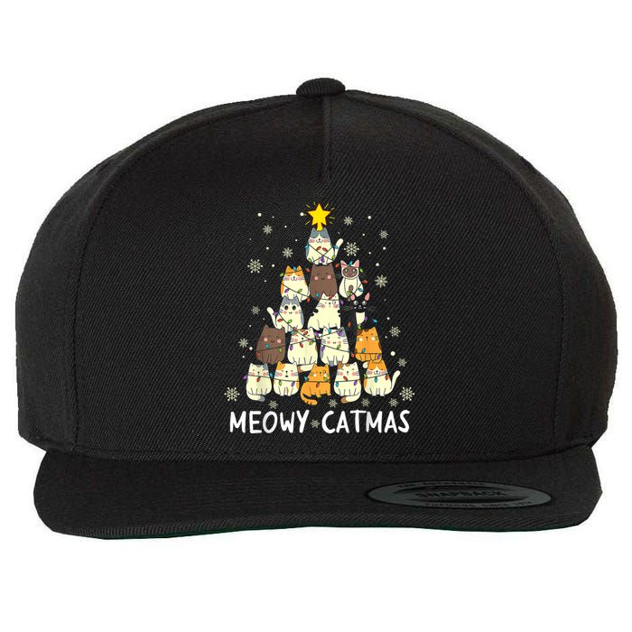 Meowy Catmas Cat Christmas Tree Xmas Wool Snapback Cap